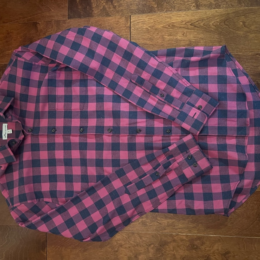 Peter Millar Pink and Blue Casual Button Down Shirt